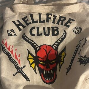 Hellfire Club Canvas Tote Bag - Cream and Red